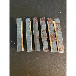 Set Of 6 Primitive Blue Magnetic Clothespins Hold Pictures Refrigerator Magnet
